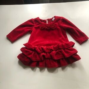 Red Baby Dress with Rosette Details